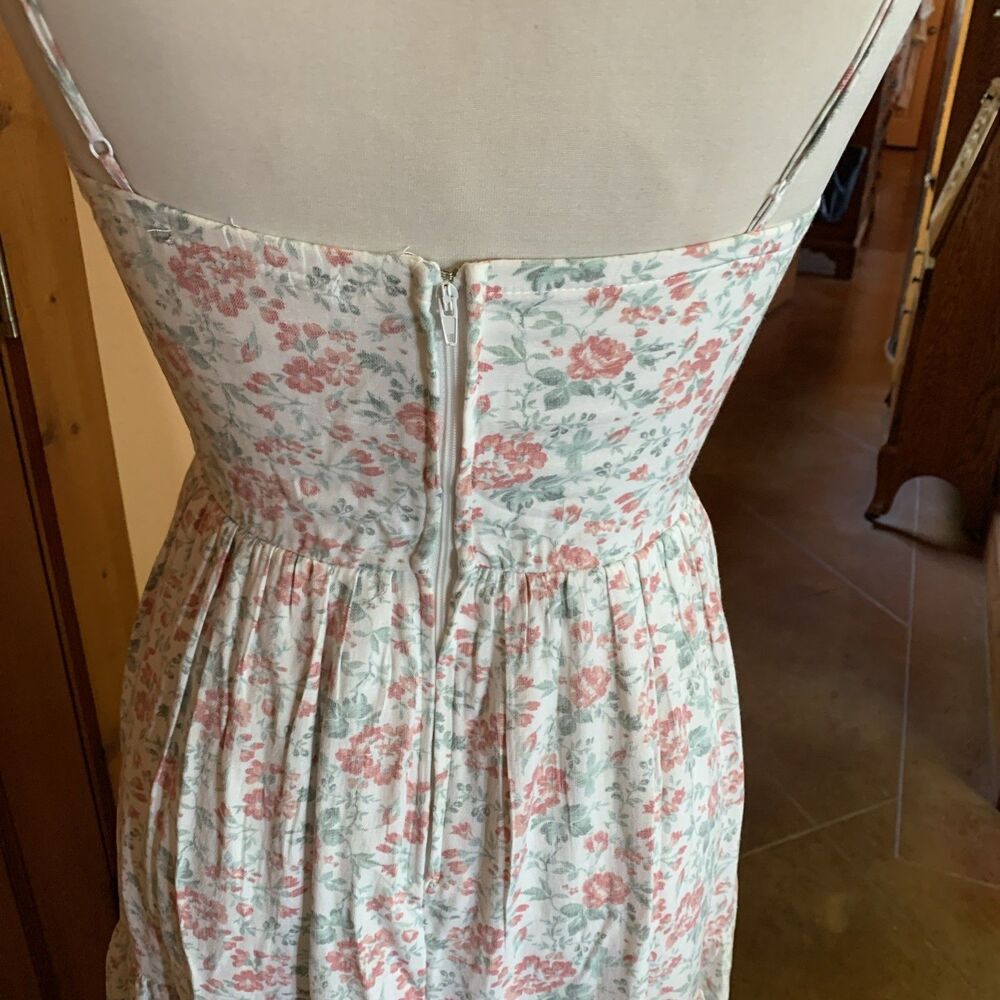Floral Maxi Laceup Corset Dress Cottagecore Milkmaid Audrey Parks Small Pink - Picture 11 of 14